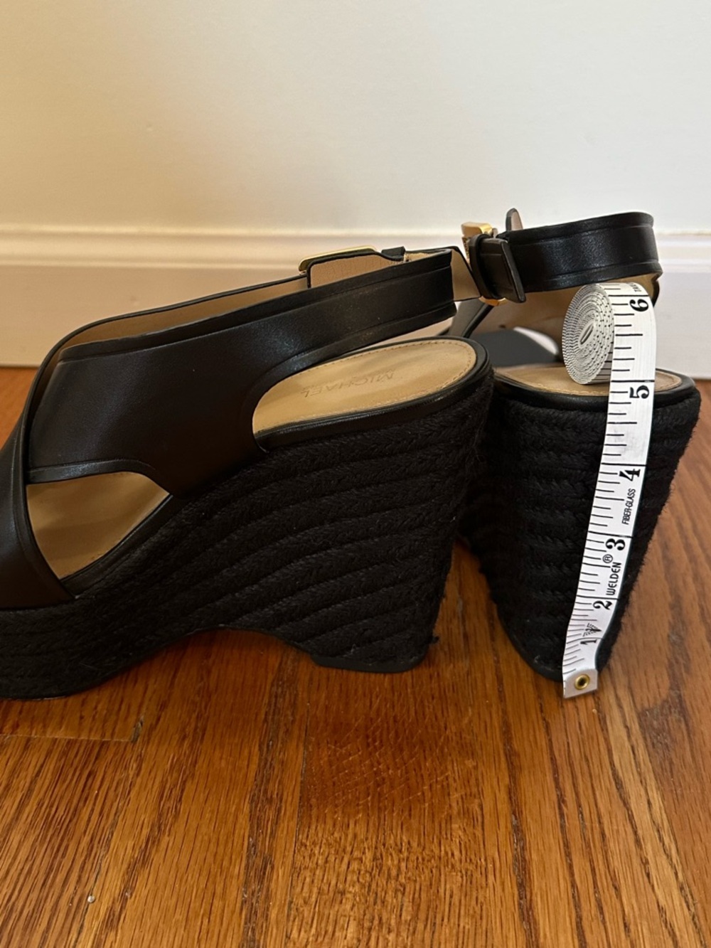 Micheal Kors Black Espadrille Wedge Sandals size 7.5 - Picture 6 of 7